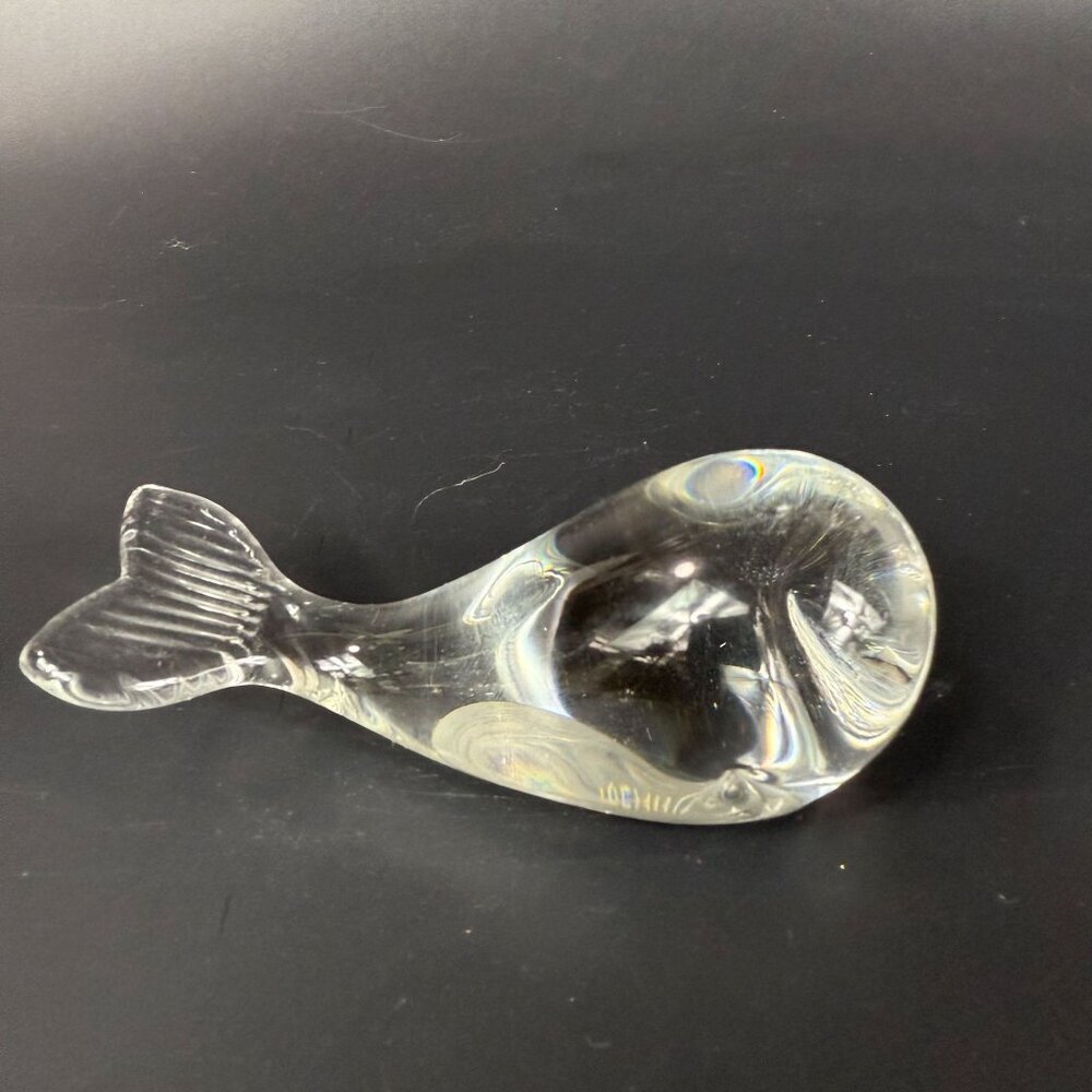 Wedgwood England Crystal Whale Figurine Paperweight Clear Art Collectible